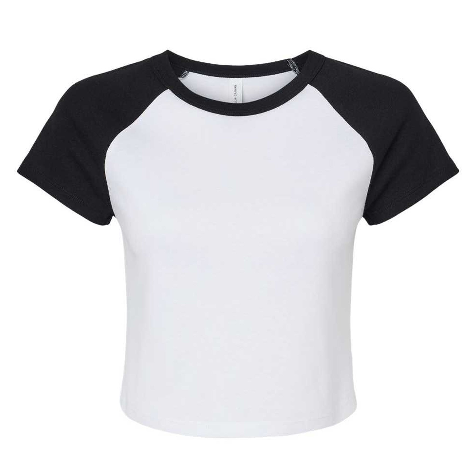 White-Black - Front - Bella + Canvas Womens-Ladies Baby Micro-Rib Raglan T-Shirt
