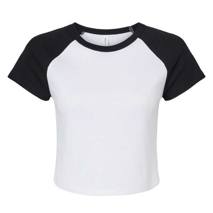 White-Black - Front - Bella + Canvas Womens-Ladies Baby Micro-Rib Raglan T-Shirt