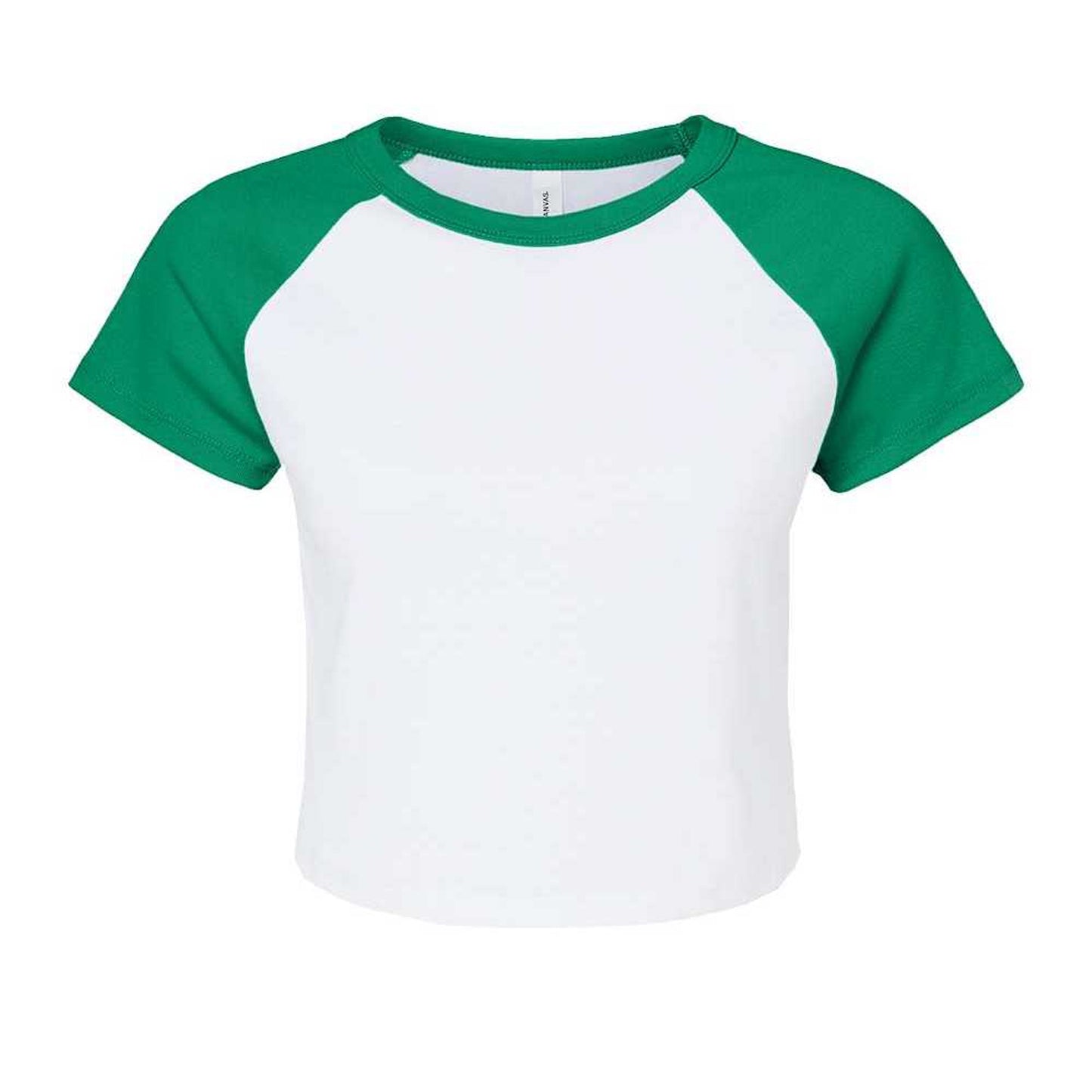 White-Kelly Green - Front - Bella + Canvas Womens-Ladies Baby Micro-Rib Raglan T-Shirt