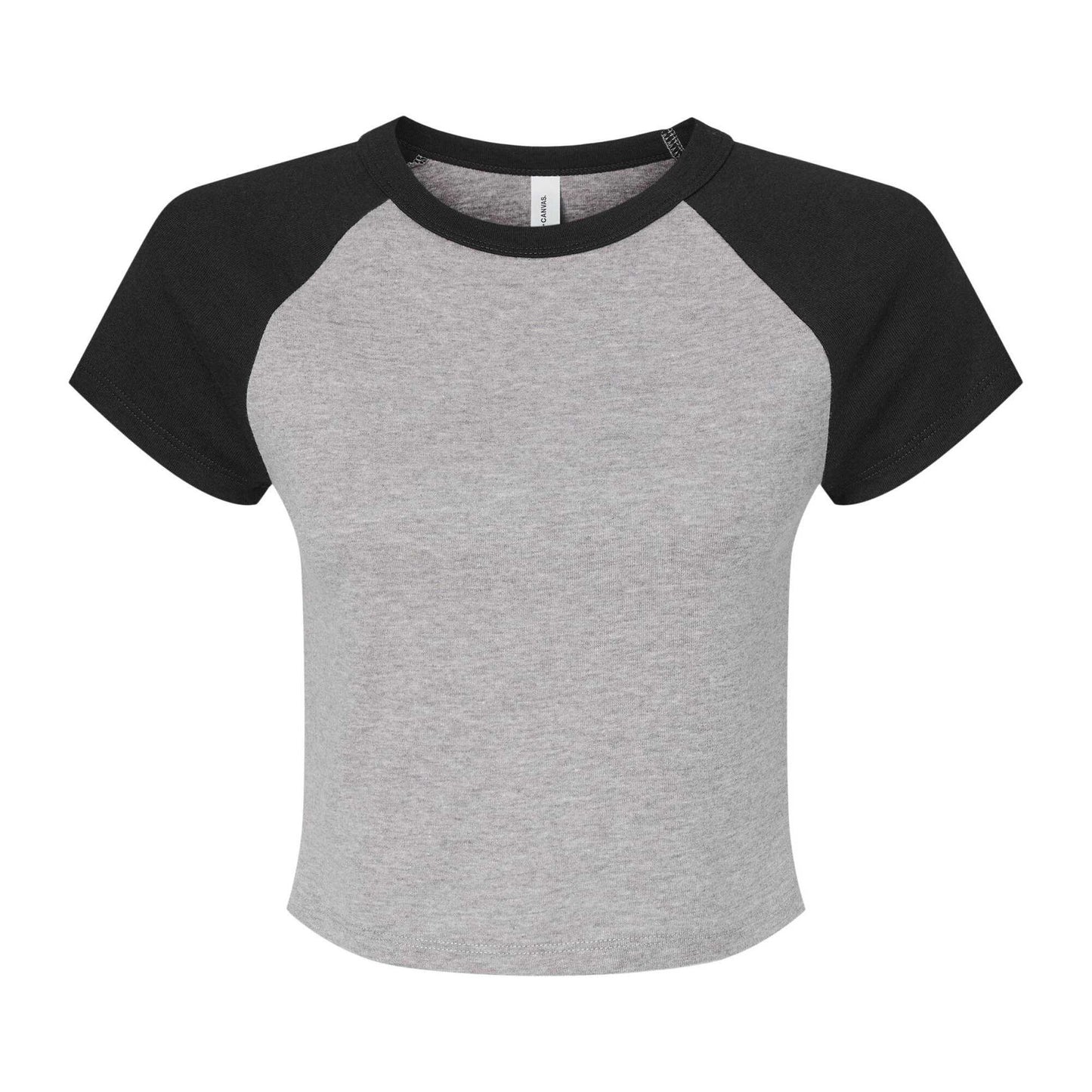 Athletic Heather-Black - Front - Bella + Canvas Womens-Ladies Baby Micro-Rib Raglan T-Shirt