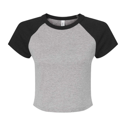 Athletic Heather-Black - Front - Bella + Canvas Womens-Ladies Baby Micro-Rib Raglan T-Shirt