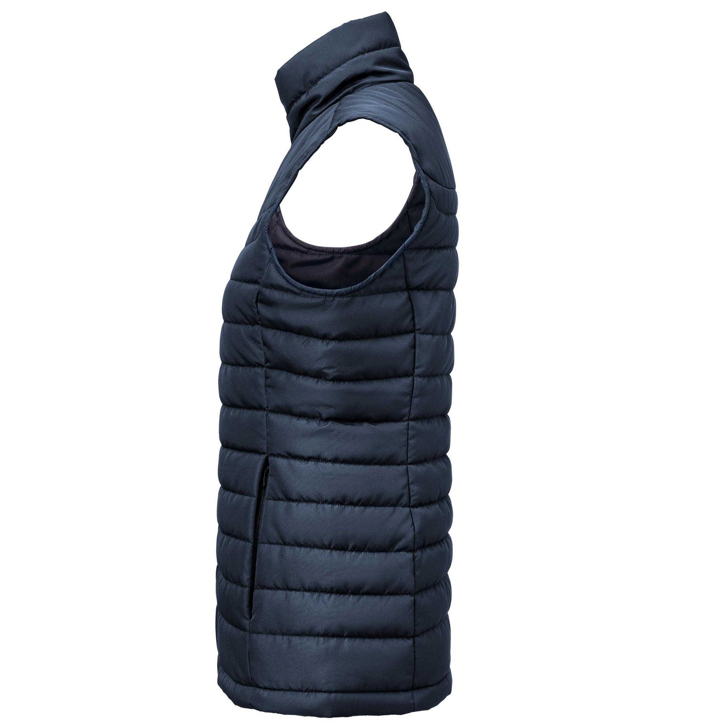 Navy - Side - James Harvest Womens-Ladies Arches Padded Bust Gilet
