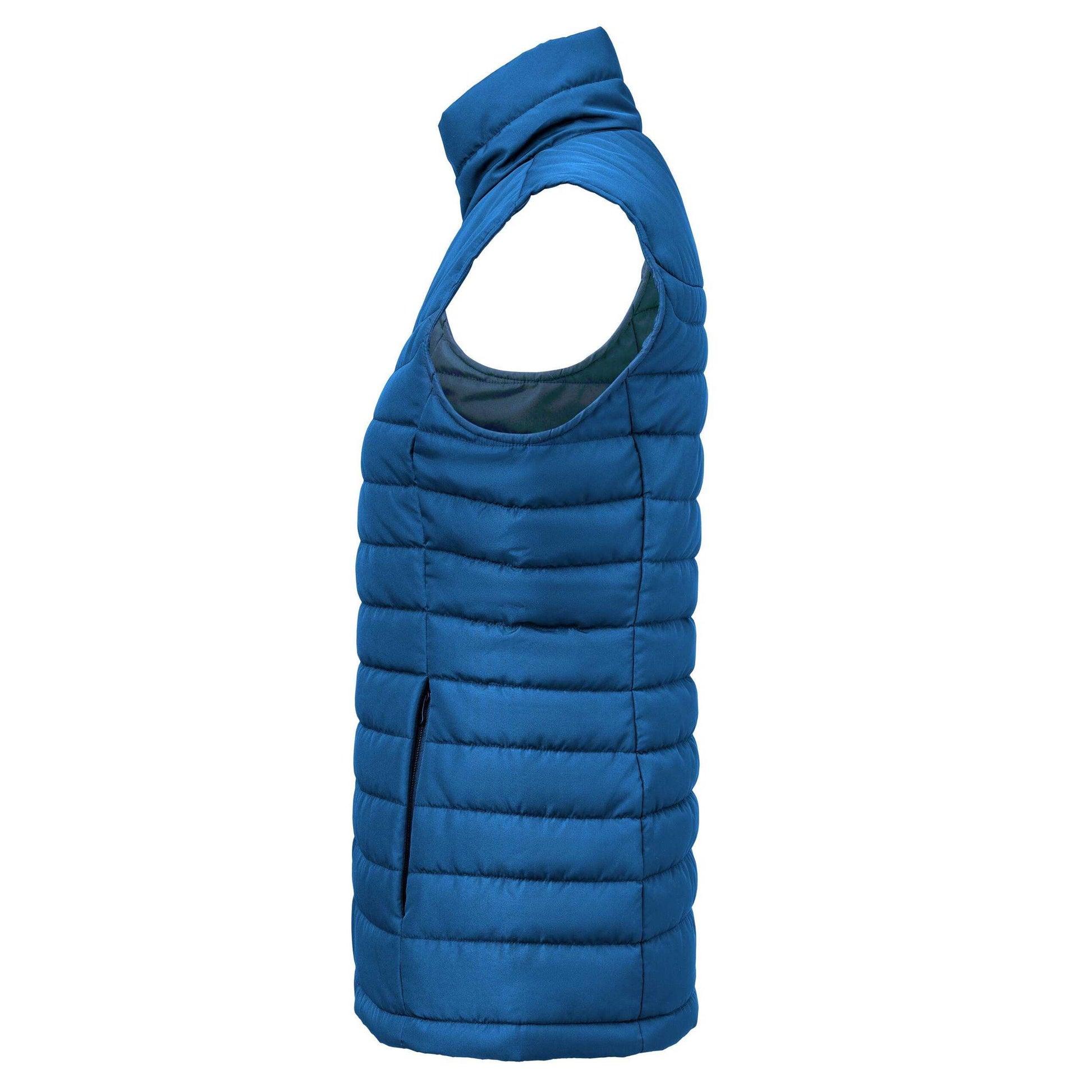 Blue - Side - James Harvest Womens-Ladies Arches Padded Bust Gilet