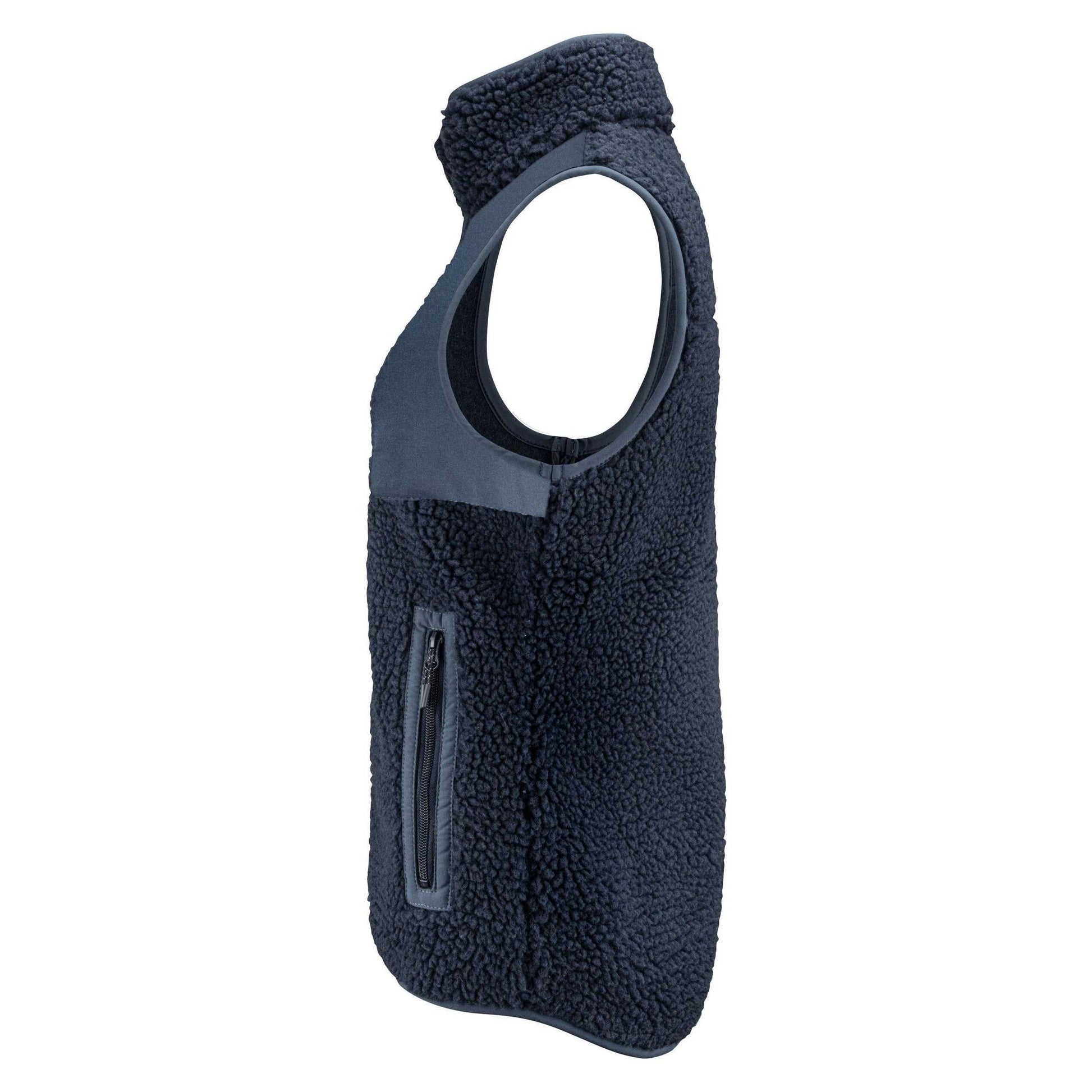Navy - Side - James Harvest Womens-Ladies Kingsley Sherpa Fleece Gilet