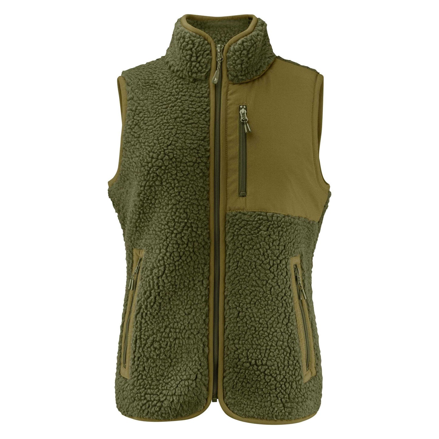 Moss Green - Front - James Harvest Womens-Ladies Kingsley Sherpa Fleece Gilet