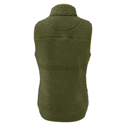 Moss Green - Back - James Harvest Womens-Ladies Kingsley Sherpa Fleece Gilet