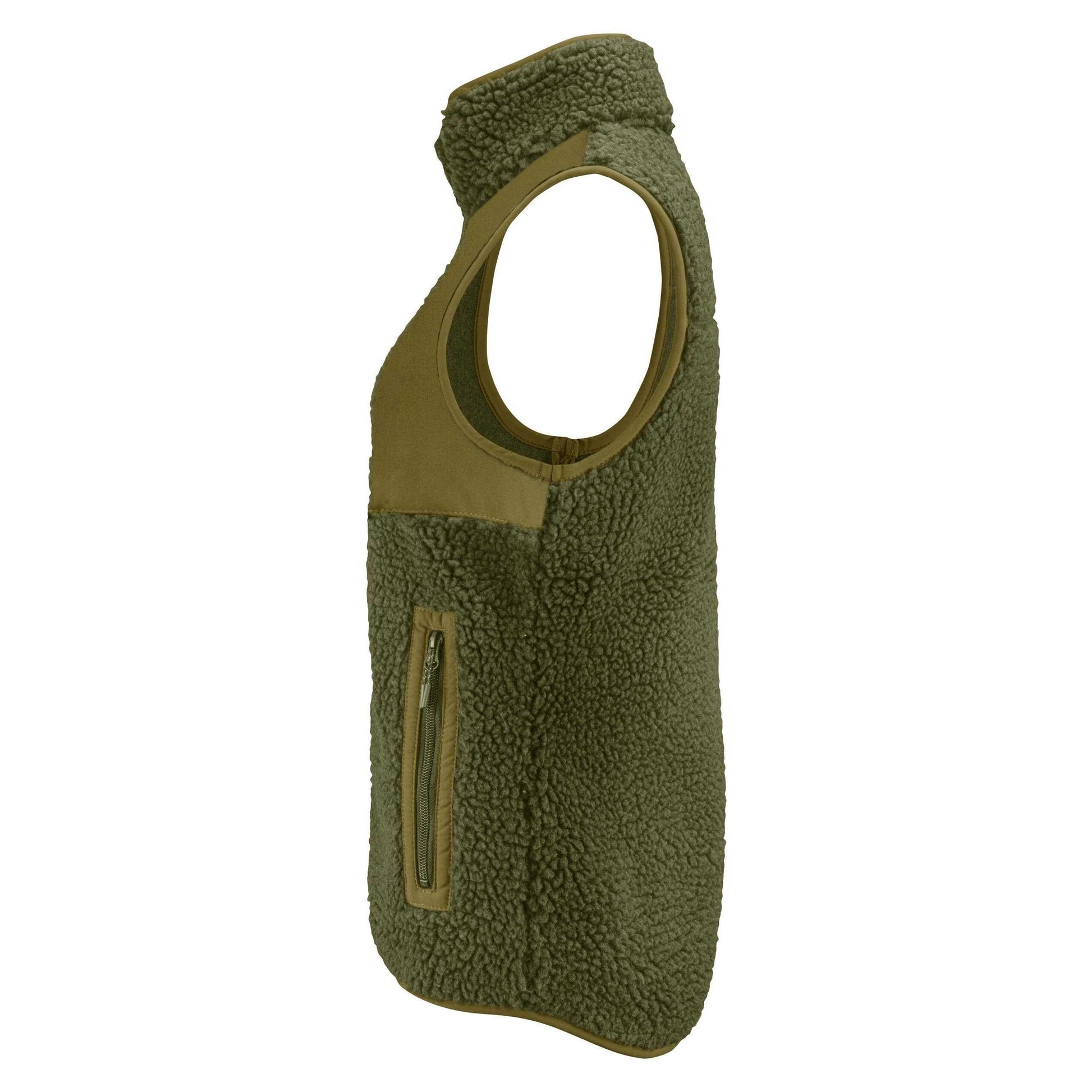 Moss Green - Side - James Harvest Womens-Ladies Kingsley Sherpa Fleece Gilet