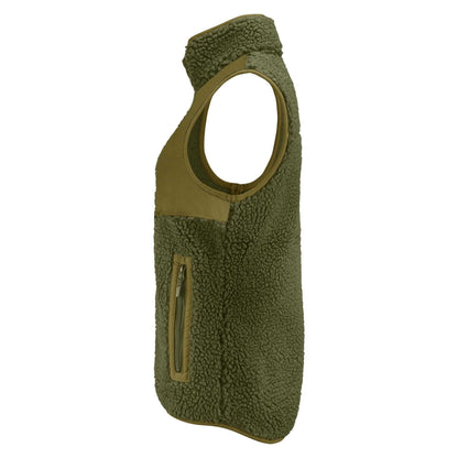 Moss Green - Side - James Harvest Womens-Ladies Kingsley Sherpa Fleece Gilet