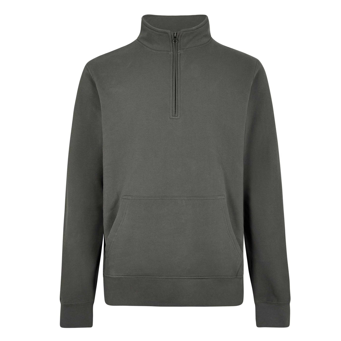 Dark Grey - Front - Kustom Kit Mens Pique Quarter Zip Sweatshirt