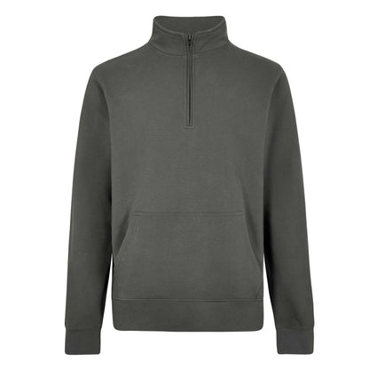 Dark Grey - Front - Kustom Kit Mens Pique Quarter Zip Sweatshirt