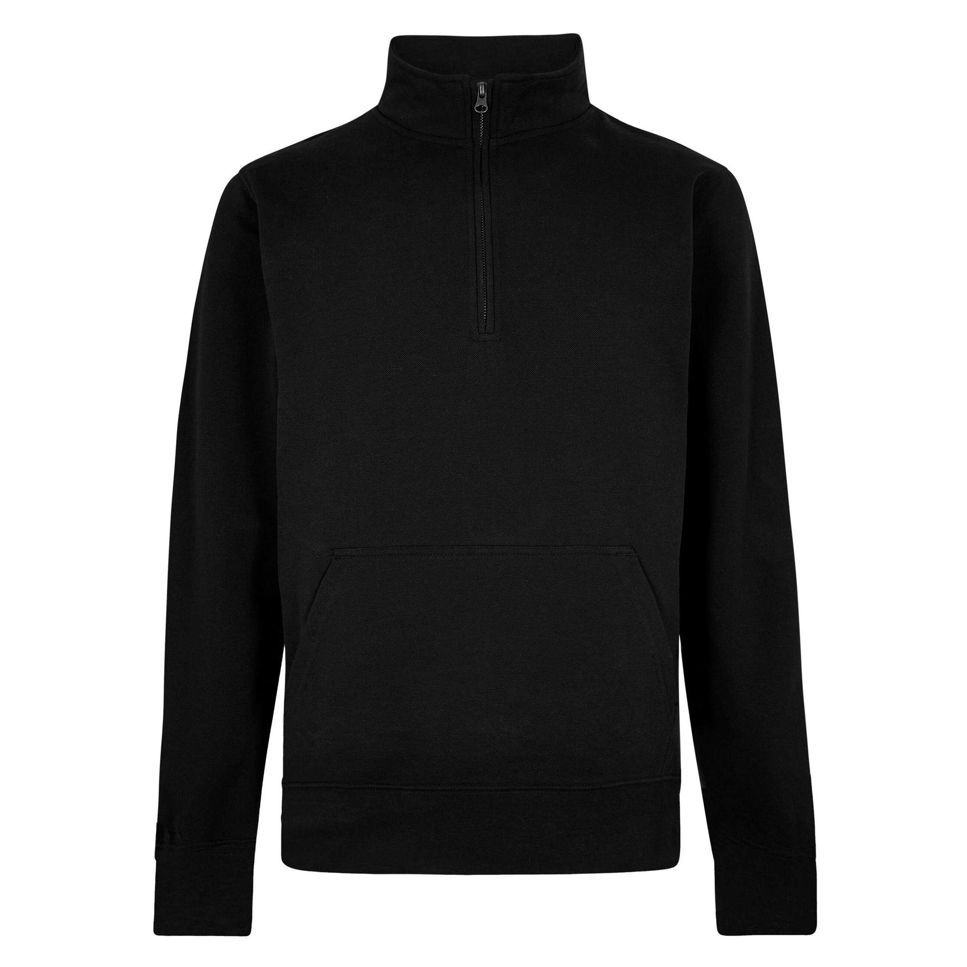 Black - Front - Kustom Kit Mens Pique Quarter Zip Sweatshirt