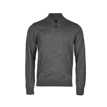 Grey Melange - Back - Tee Jays Mens Half Zip Jumper