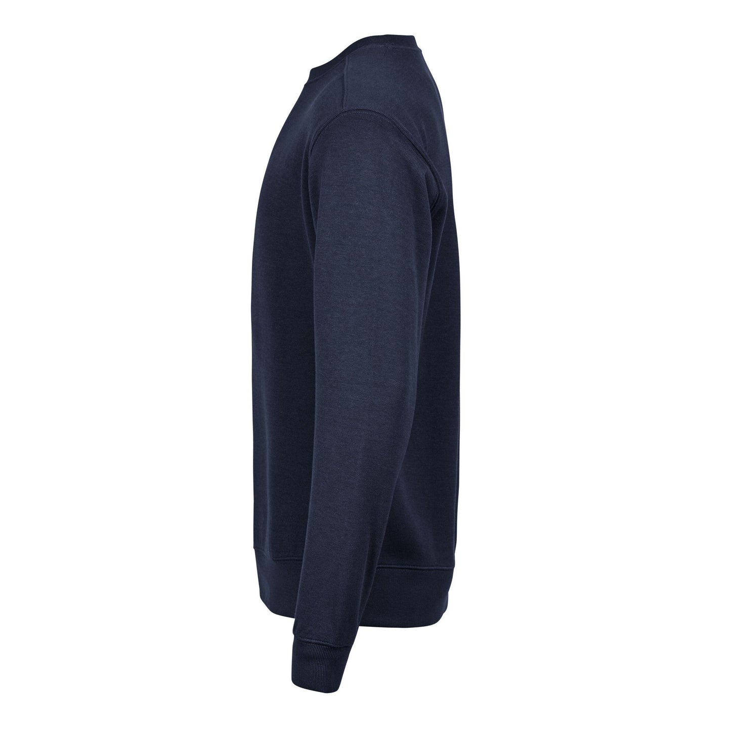 Navy - Side - Tee Jays Mens Ribbed Interlock Crew Neck Sweatshirt