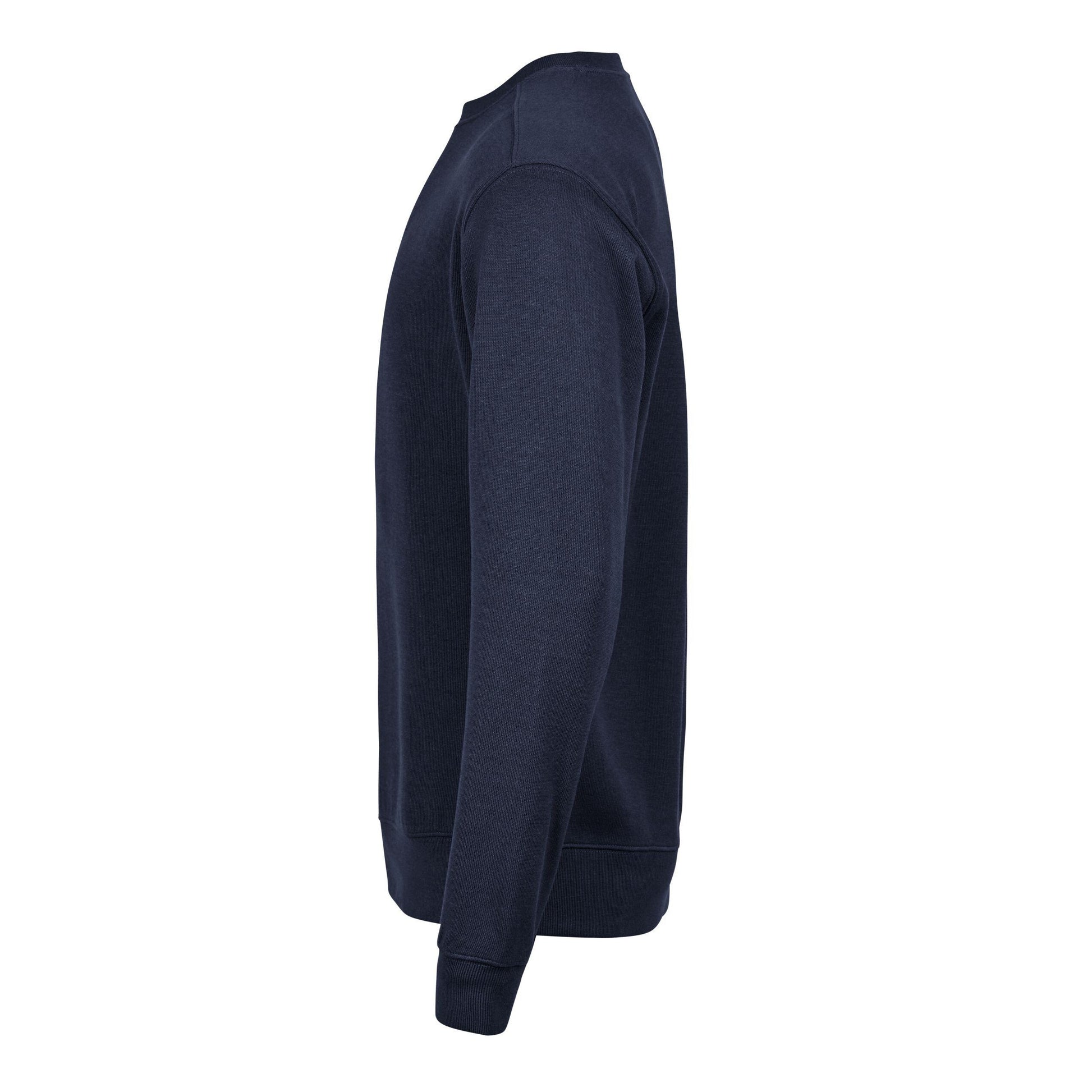 Navy - Side - Tee Jays Mens Ribbed Interlock Crew Neck Sweatshirt