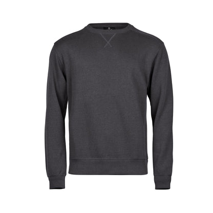 Dark Grey - Front - Tee Jays Mens Ribbed Interlock Crew Neck Sweatshirt