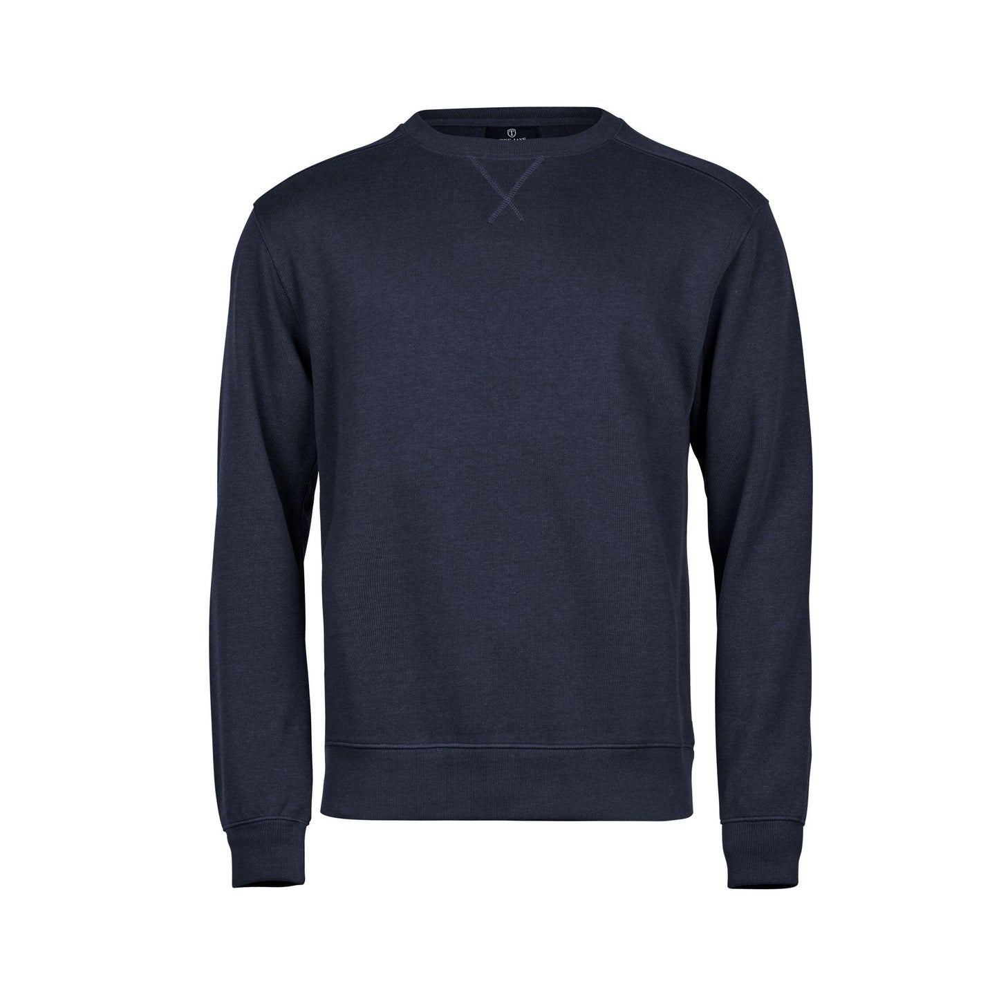 Navy - Front - Tee Jays Mens Ribbed Interlock Crew Neck Sweatshirt