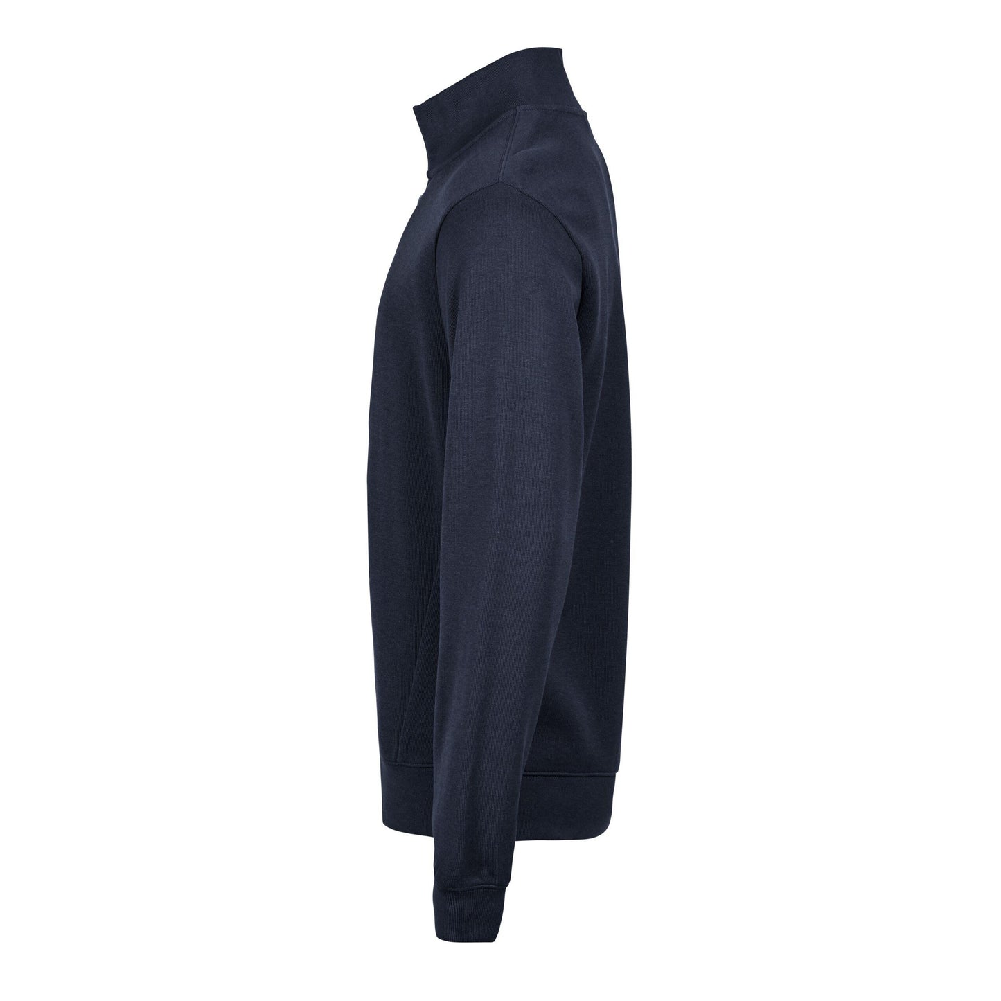 Navy - Side - Tee Jays Mens Ribbed Interlock Half Zip Sweatshirt