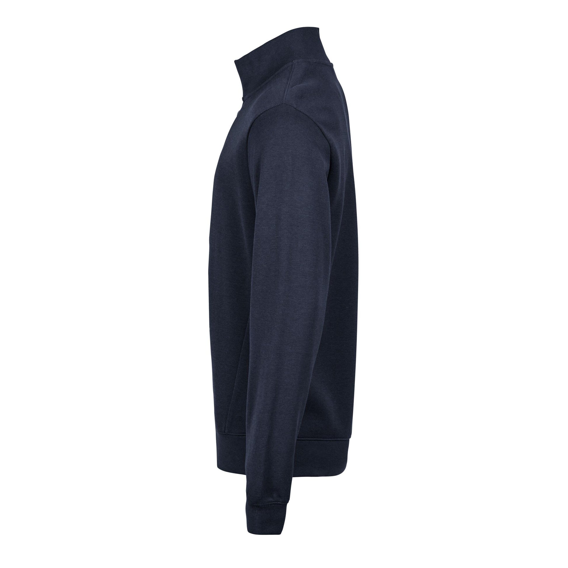 Navy - Side - Tee Jays Mens Ribbed Interlock Half Zip Sweatshirt