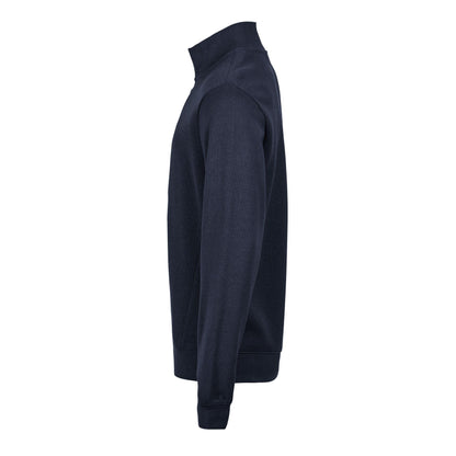 Navy - Side - Tee Jays Mens Ribbed Interlock Half Zip Sweatshirt
