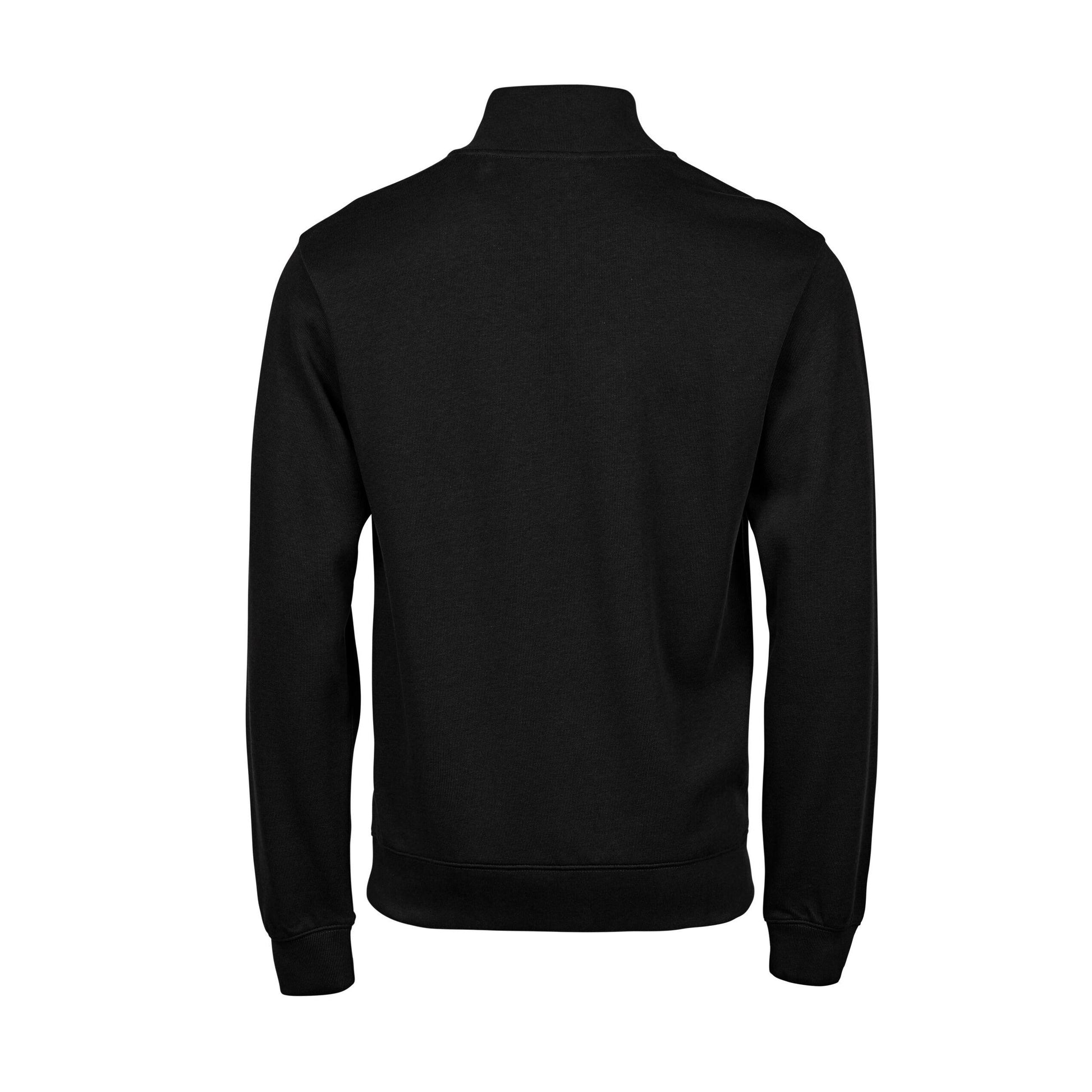 Black - Back - Tee Jays Mens Ribbed Interlock Half Zip Sweatshirt