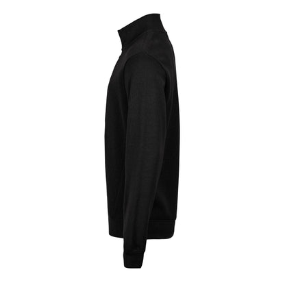 Black - Side - Tee Jays Mens Ribbed Interlock Half Zip Sweatshirt