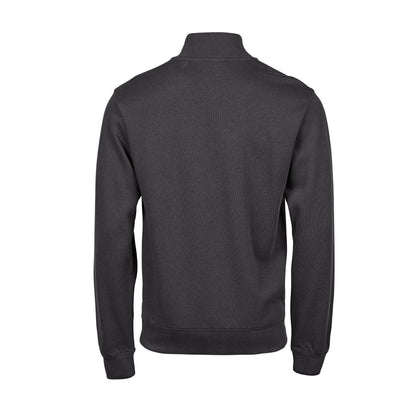 Dark Grey - Back - Tee Jays Mens Ribbed Interlock Half Zip Sweatshirt
