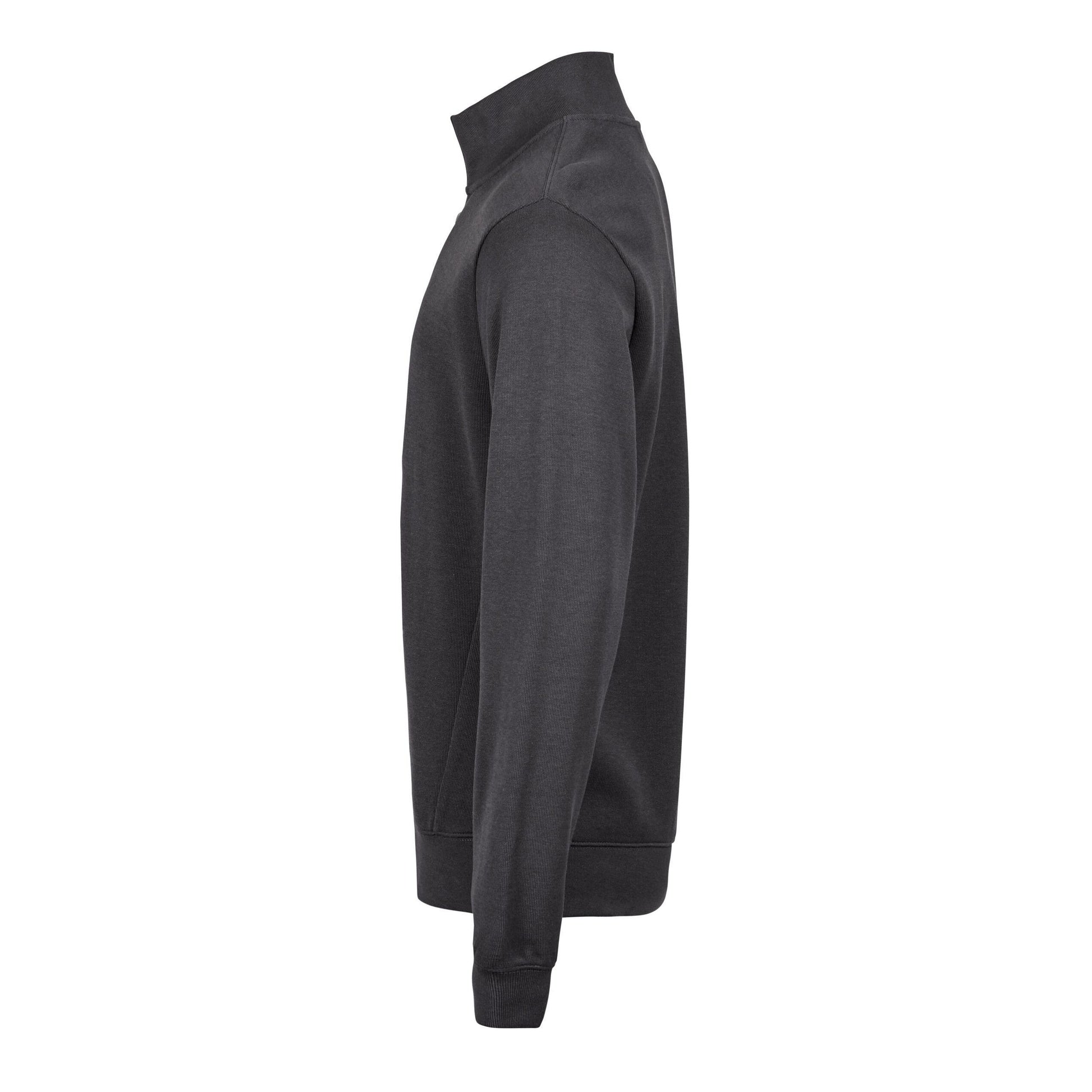 Dark Grey - Side - Tee Jays Mens Ribbed Interlock Half Zip Sweatshirt