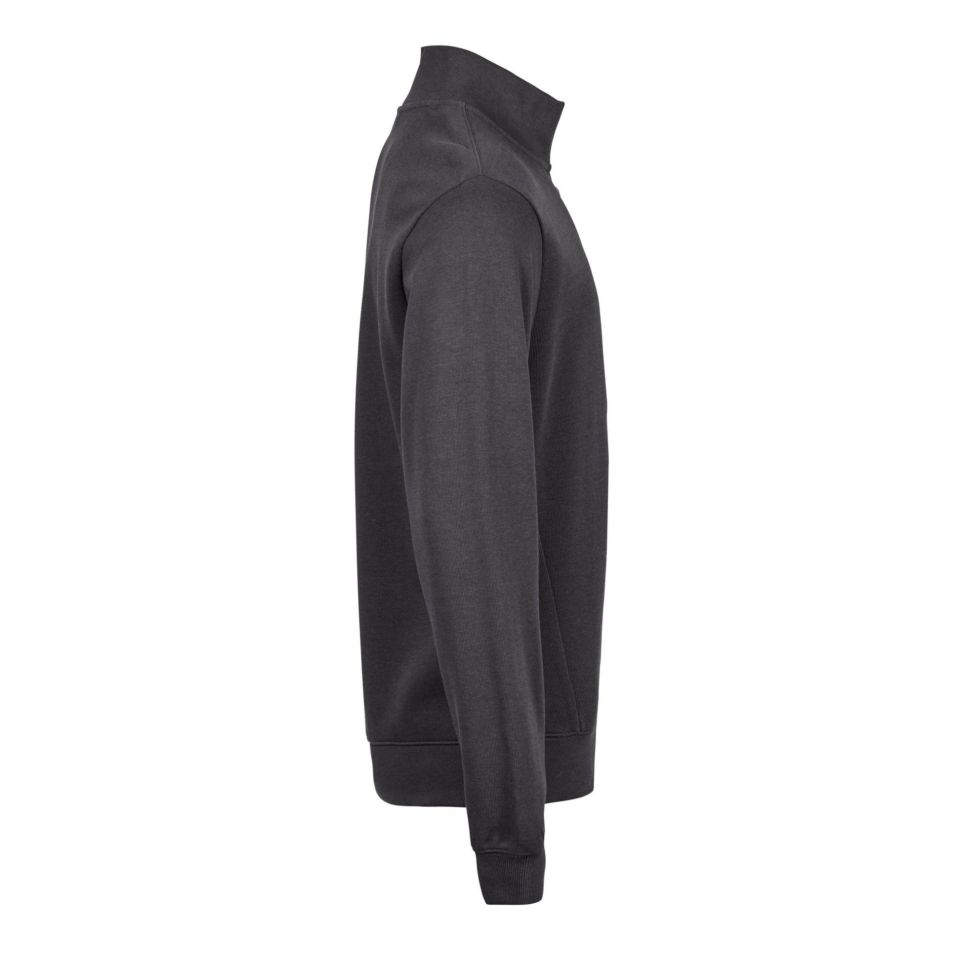 Dark Grey - Lifestyle - Tee Jays Mens Ribbed Interlock Half Zip Sweatshirt