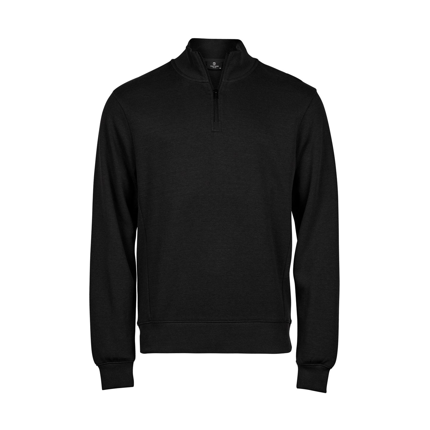 Black - Front - Tee Jays Mens Ribbed Interlock Half Zip Sweatshirt