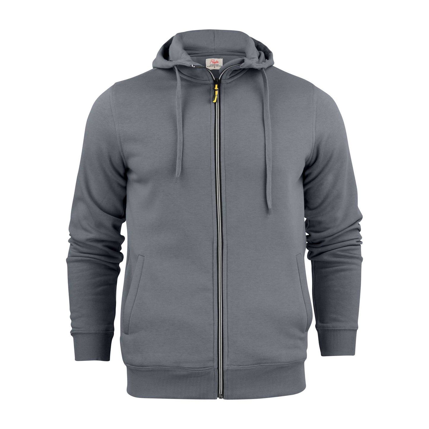 Steel Grey - Front - Printer Mens Plain Full Zip Hoodie