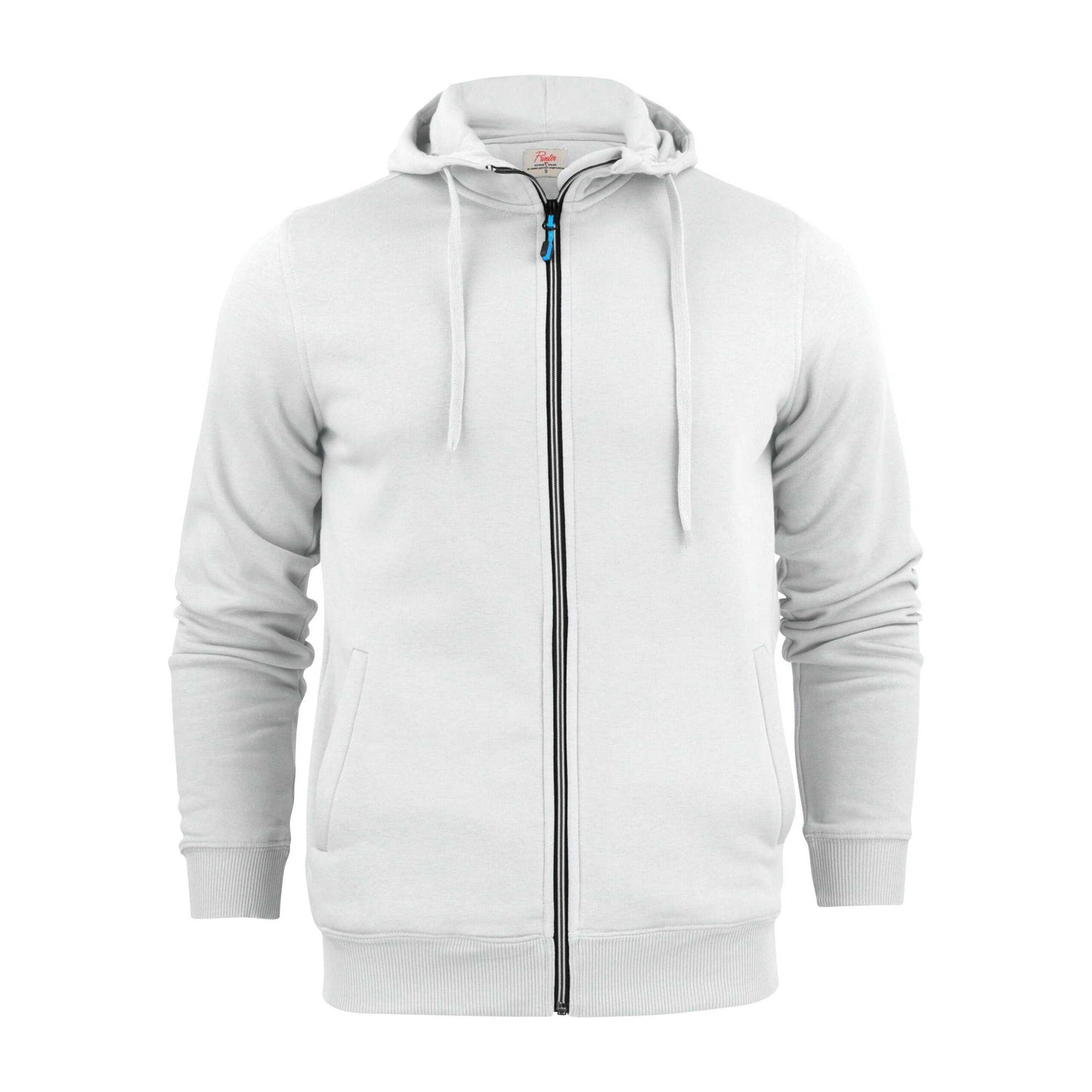 White - Front - Printer Mens Plain Full Zip Hoodie