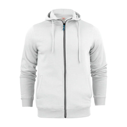 White - Front - Printer Mens Plain Full Zip Hoodie