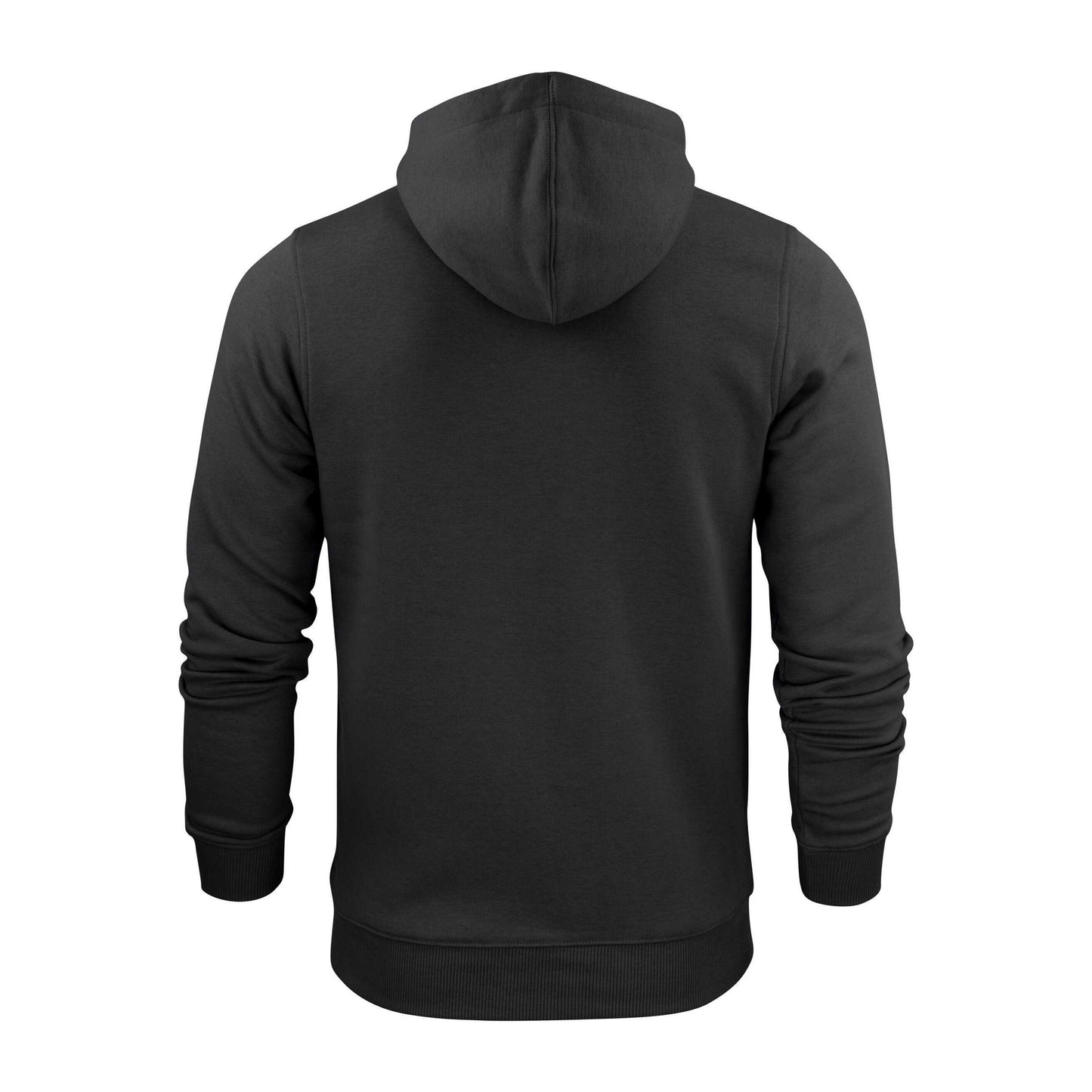 Black - Back - Printer Mens Plain Full Zip Hoodie