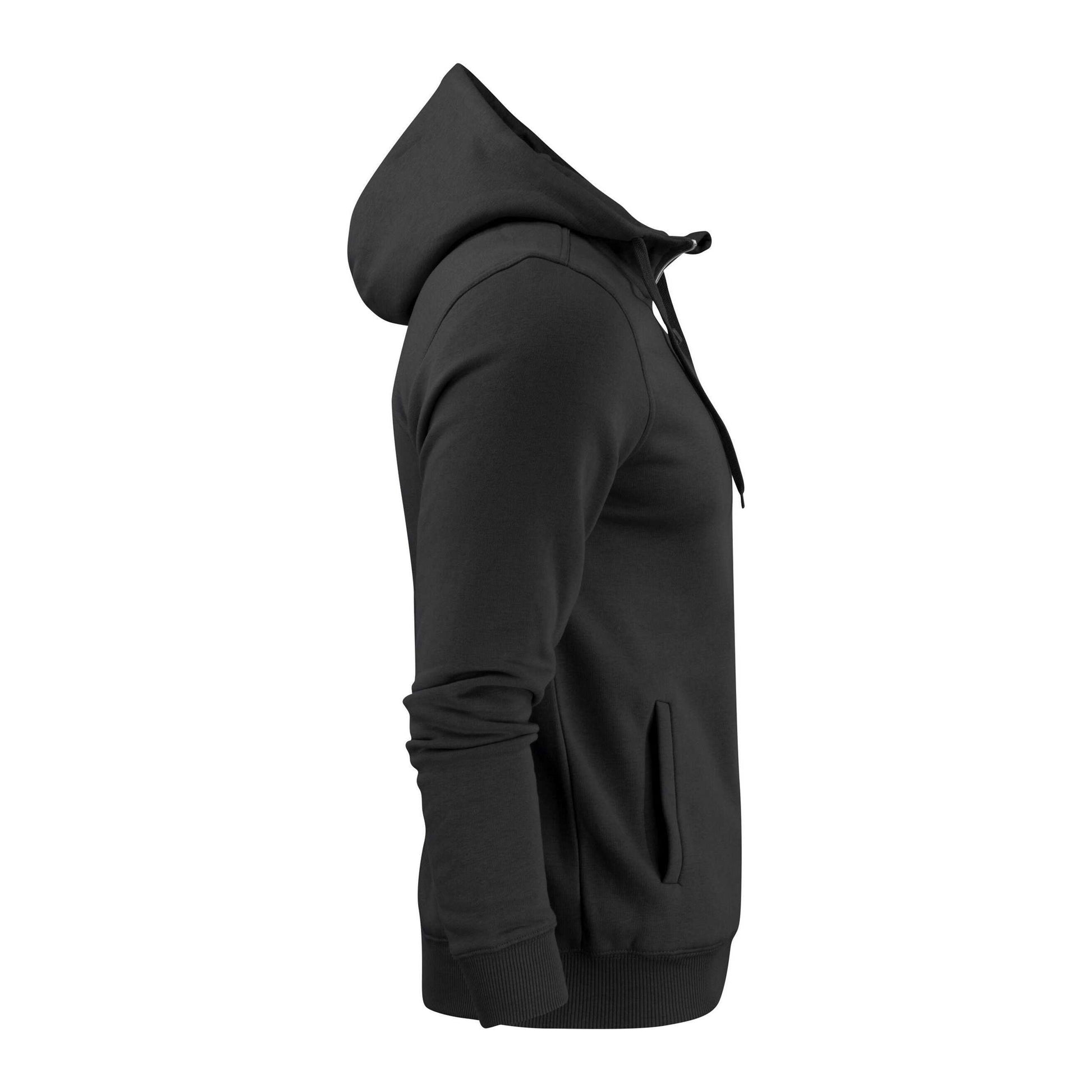 Black - Side - Printer Mens Plain Full Zip Hoodie