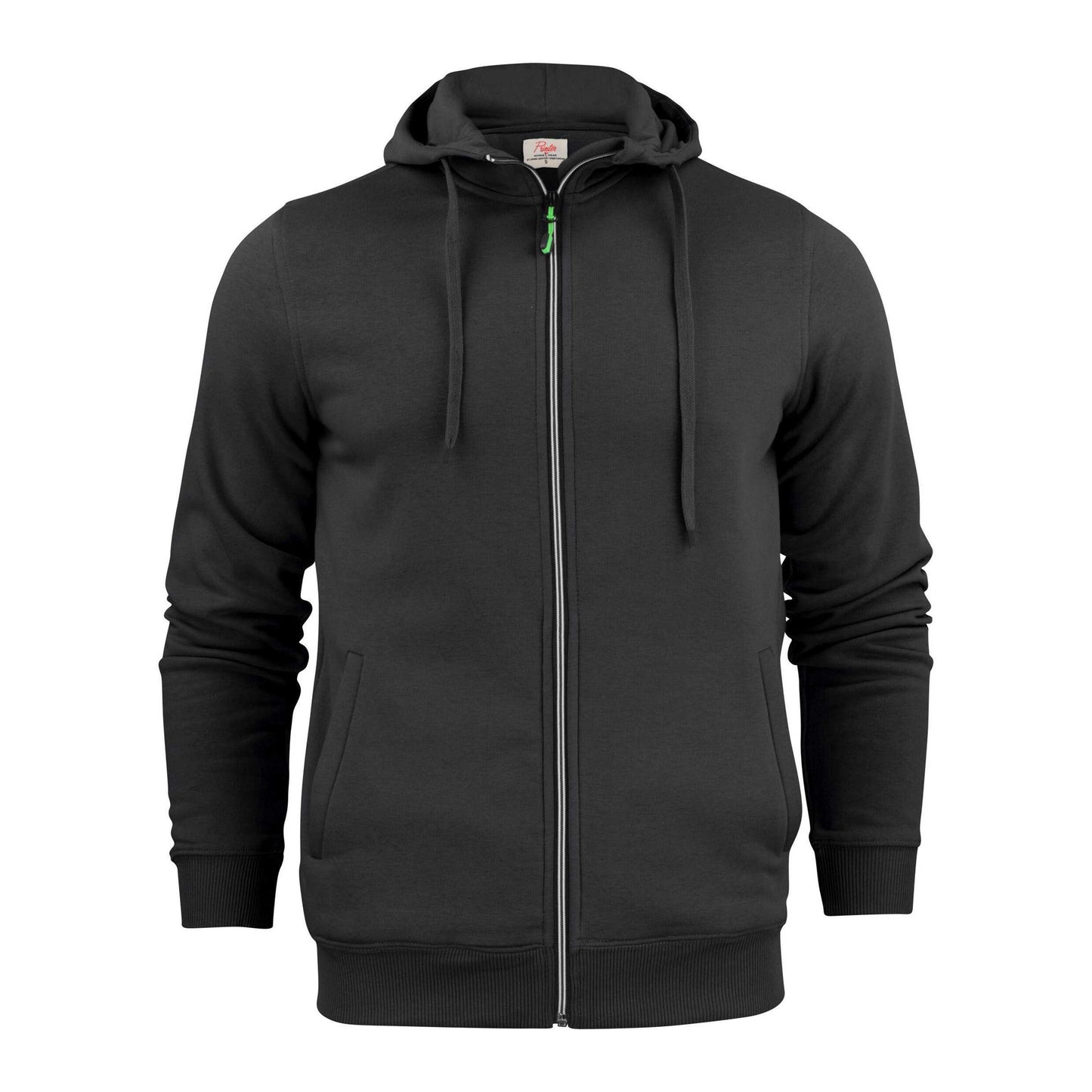 Black - Front - Printer Mens Plain Full Zip Hoodie