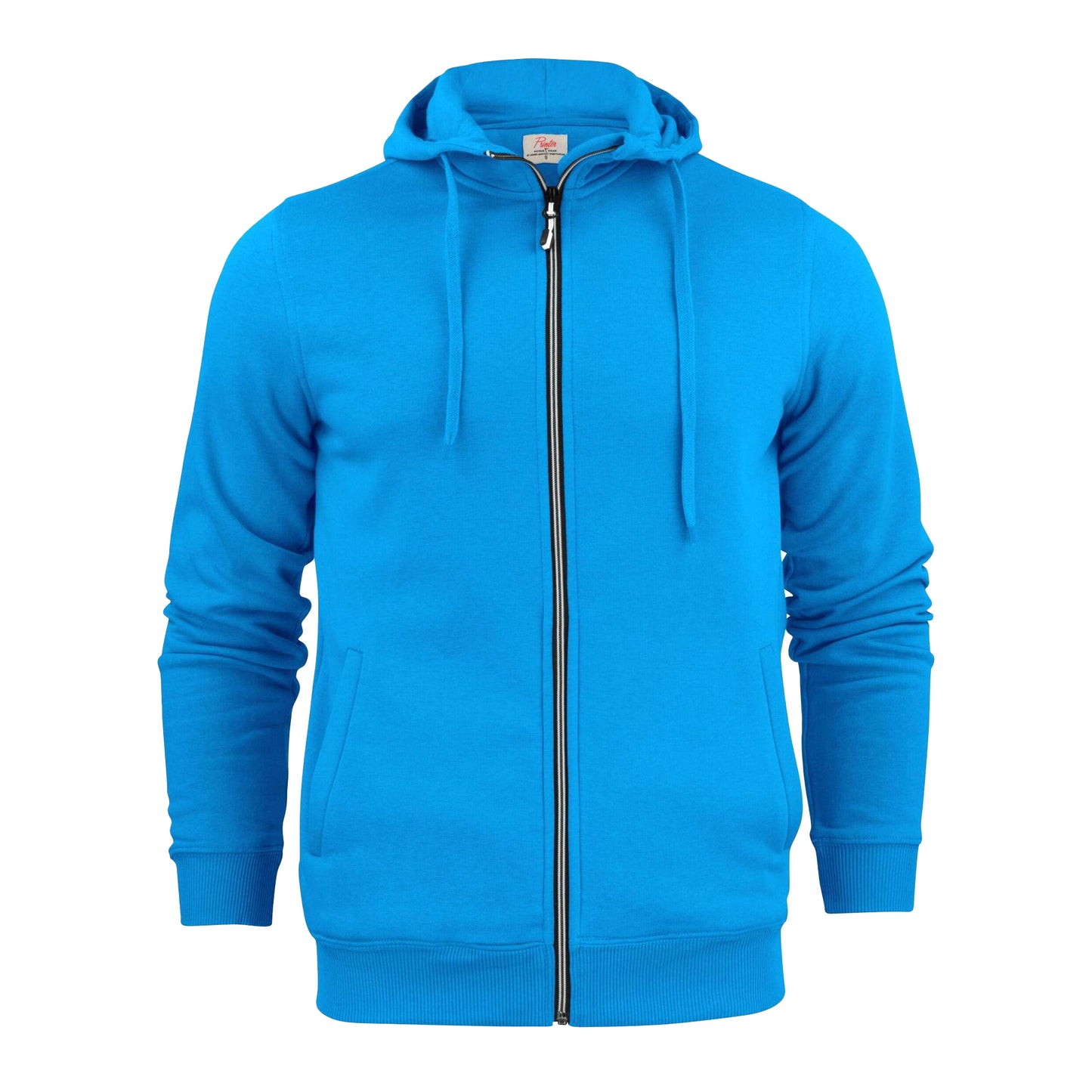 Ocean Blue - Front - Printer Mens Plain Full Zip Hoodie
