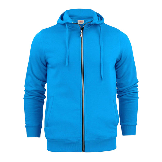 Ocean Blue - Front - Printer Mens Plain Full Zip Hoodie