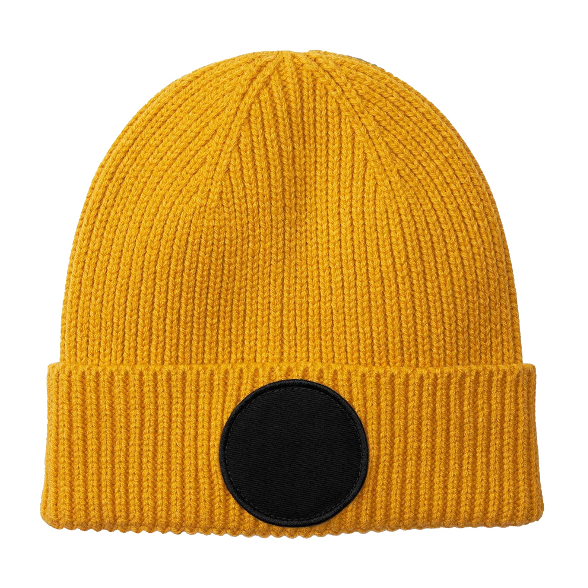 Mustard-Black - Back - Beechfield Unisex Adult Fashion Circular Patch Beanie