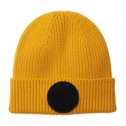 Mustard-Black - Back - Beechfield Unisex Adult Fashion Circular Patch Beanie