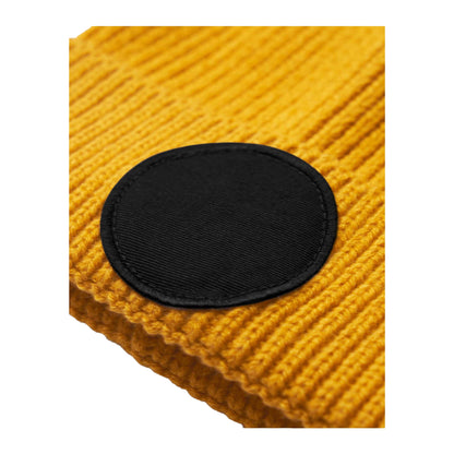 Mustard-Black - Side - Beechfield Unisex Adult Fashion Circular Patch Beanie