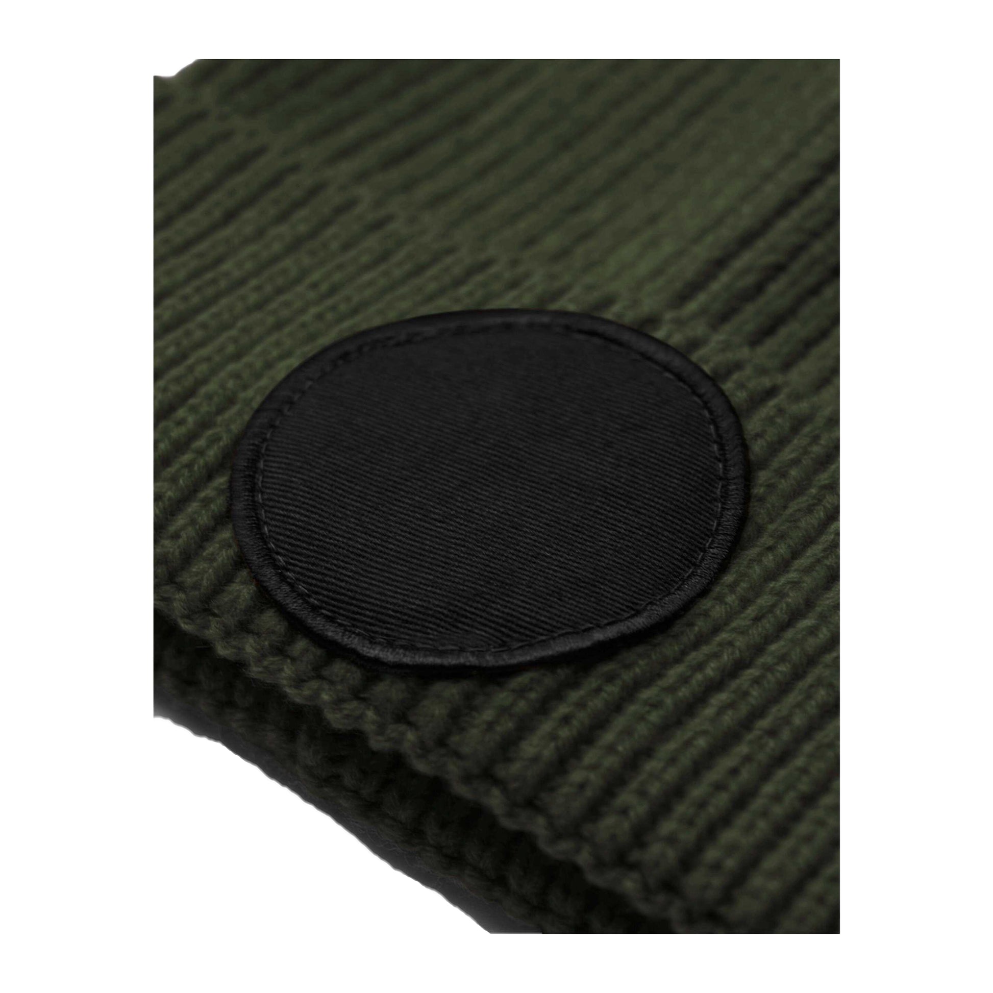 Olive Green-Black - Side - Beechfield Unisex Adult Fashion Circular Patch Beanie