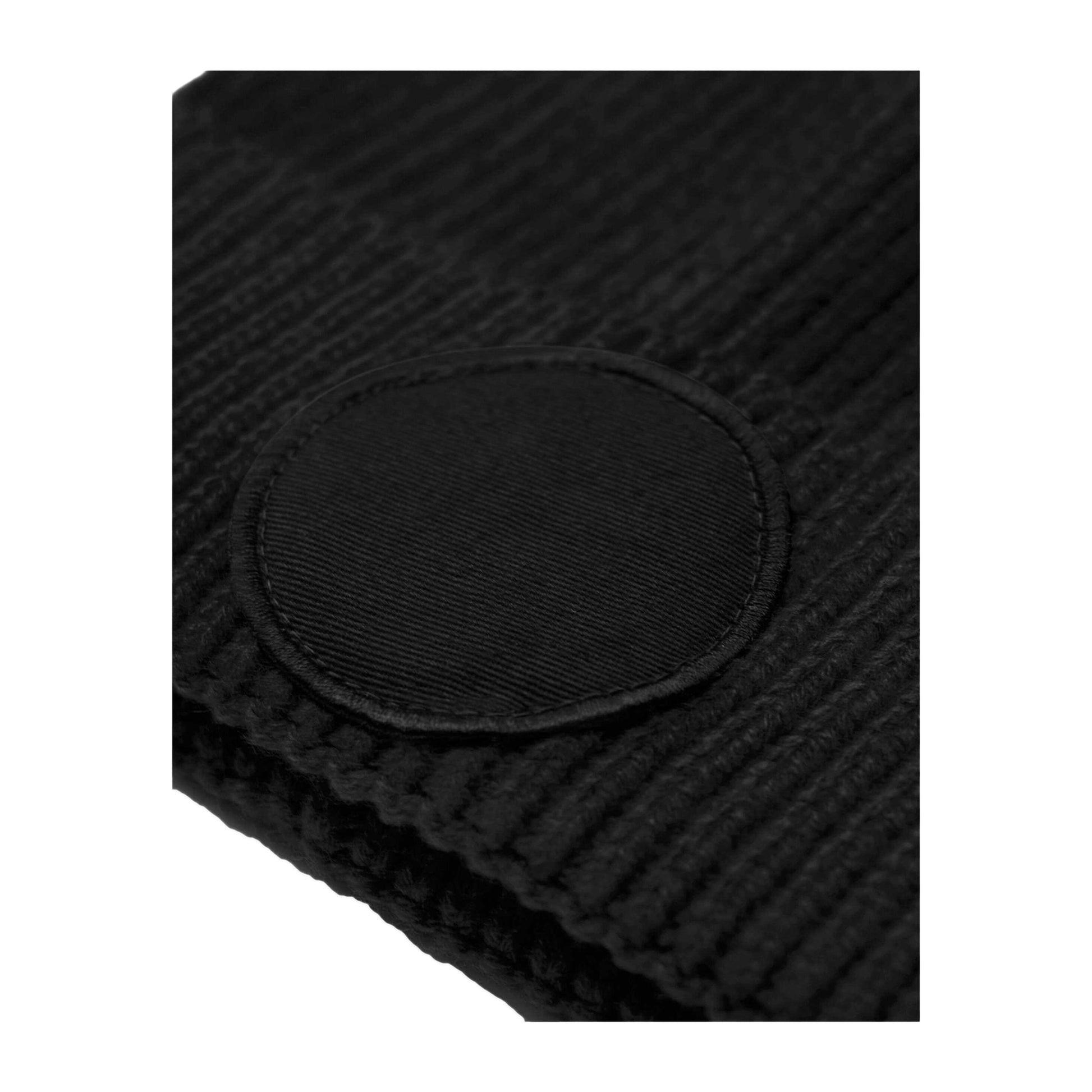 Black - Side - Beechfield Unisex Adult Fashion Circular Patch Beanie