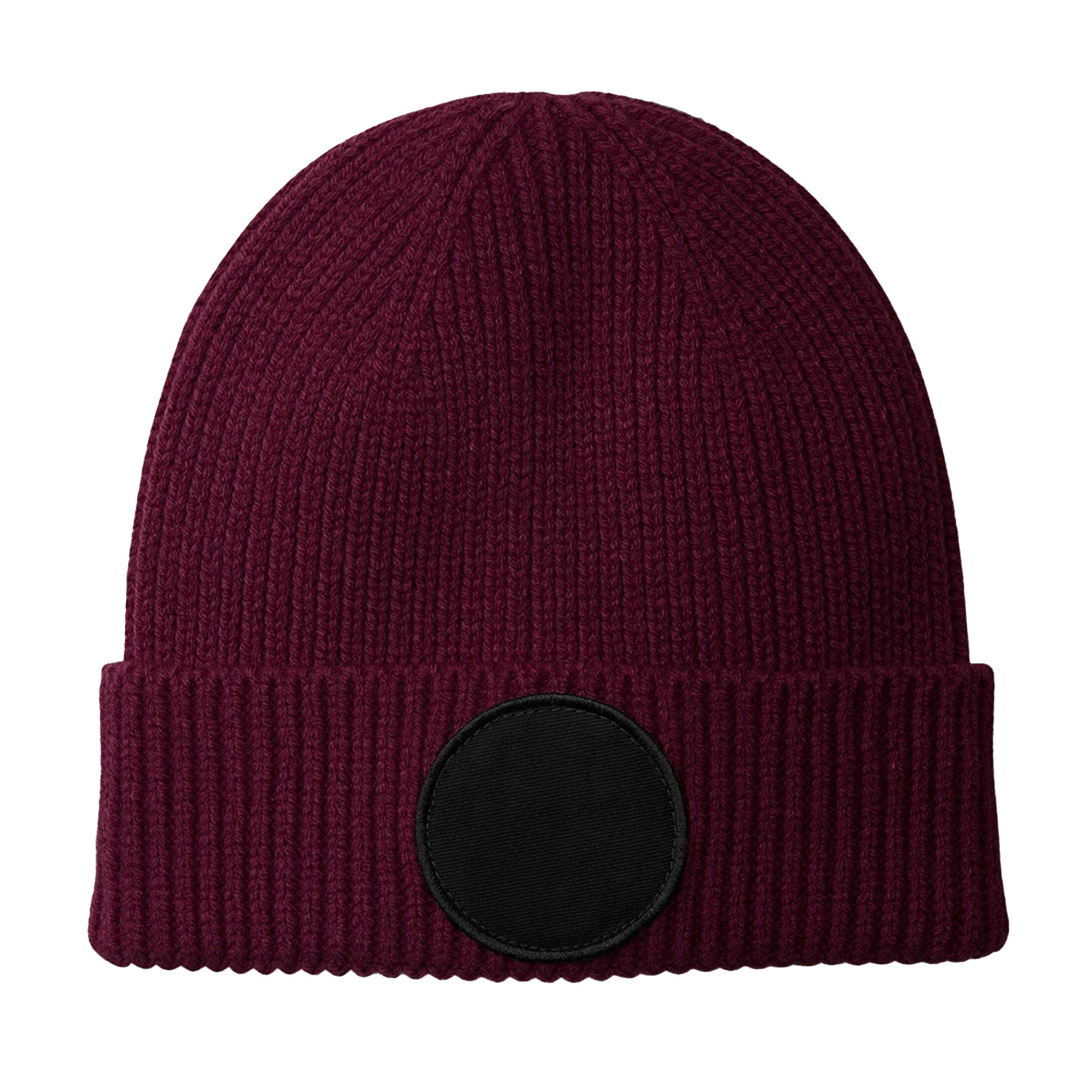 Burgundy-Black - Back - Beechfield Unisex Adult Fashion Circular Patch Beanie