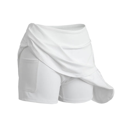 White - Back - Spiro Womens-Ladies Fitness Skort
