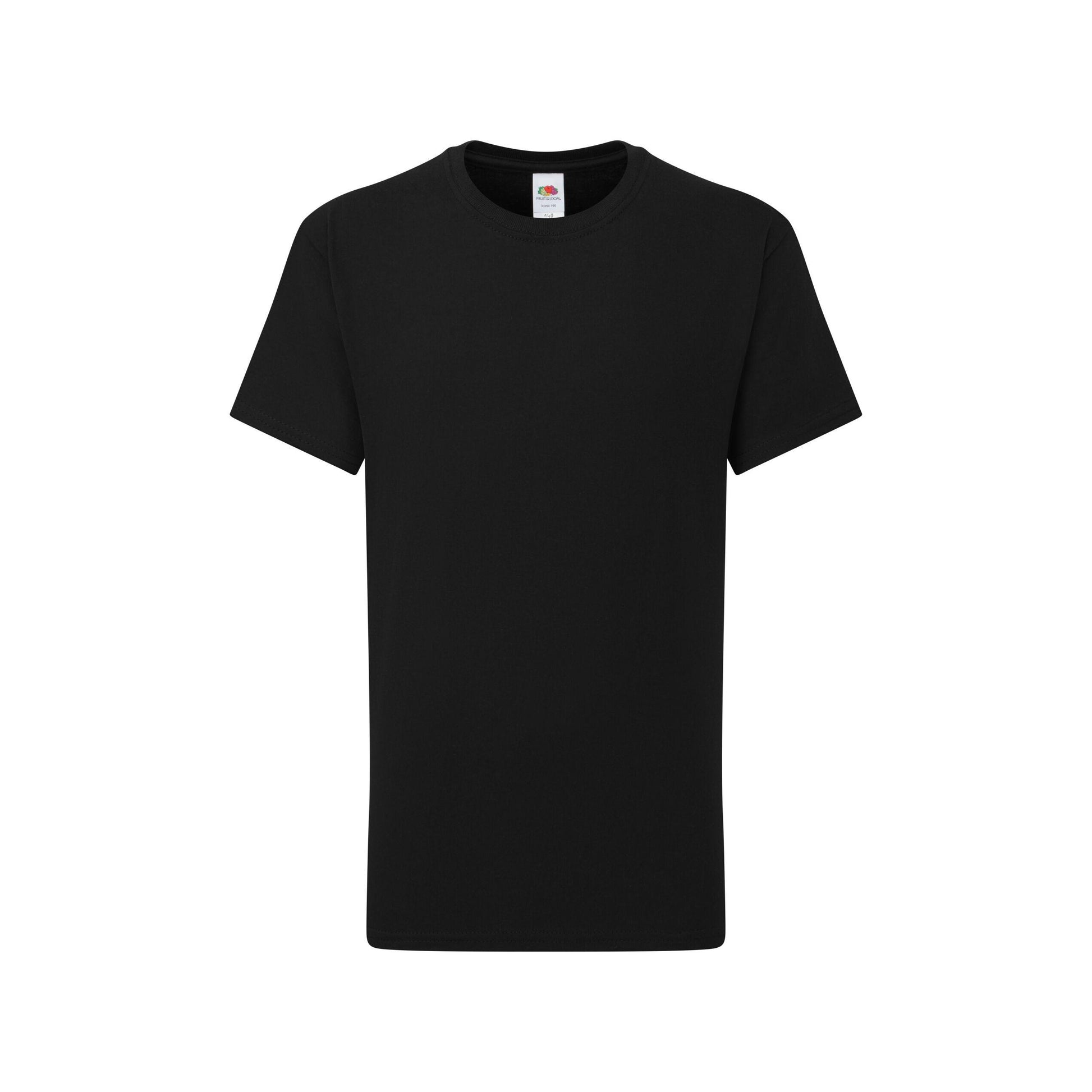 Black - Back - Fruit of the Loom Childrens-Kids Iconic 195 T-Shirt