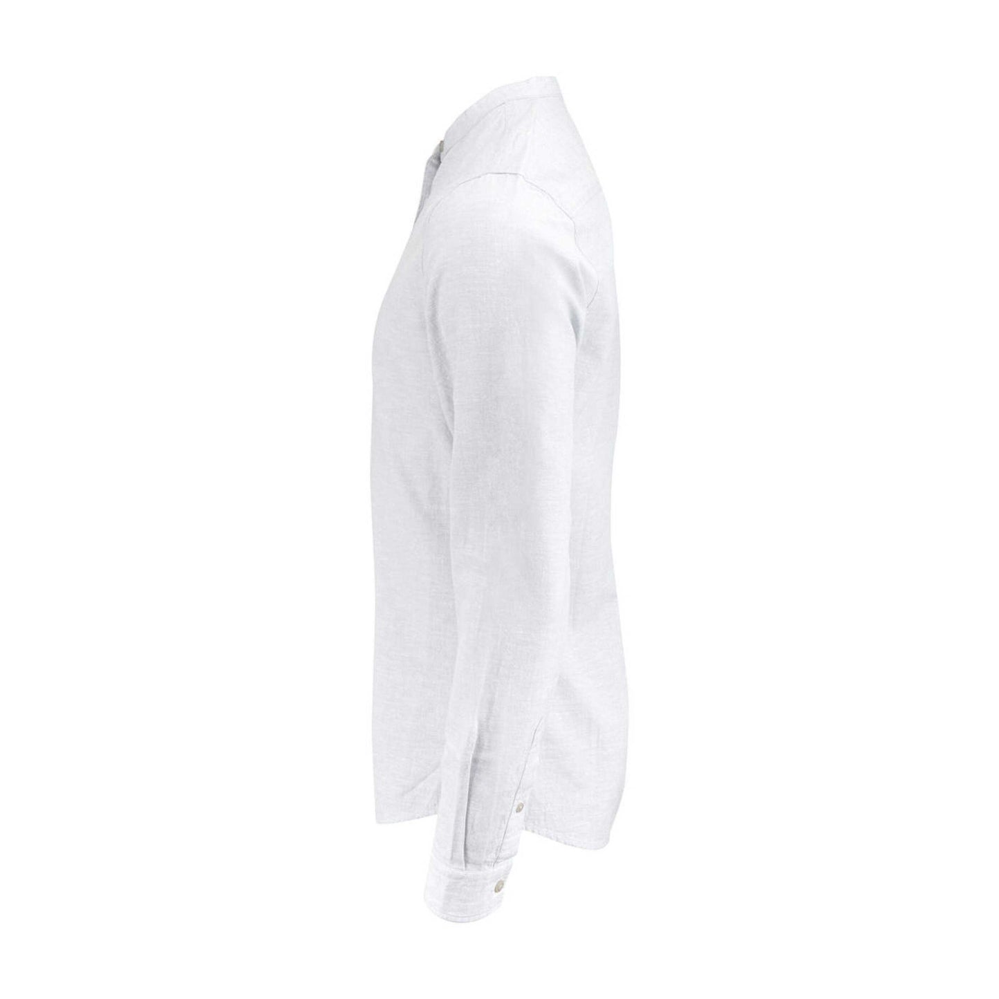 White - Side - James Harvest Mens Townsend Linen Blend Shirt