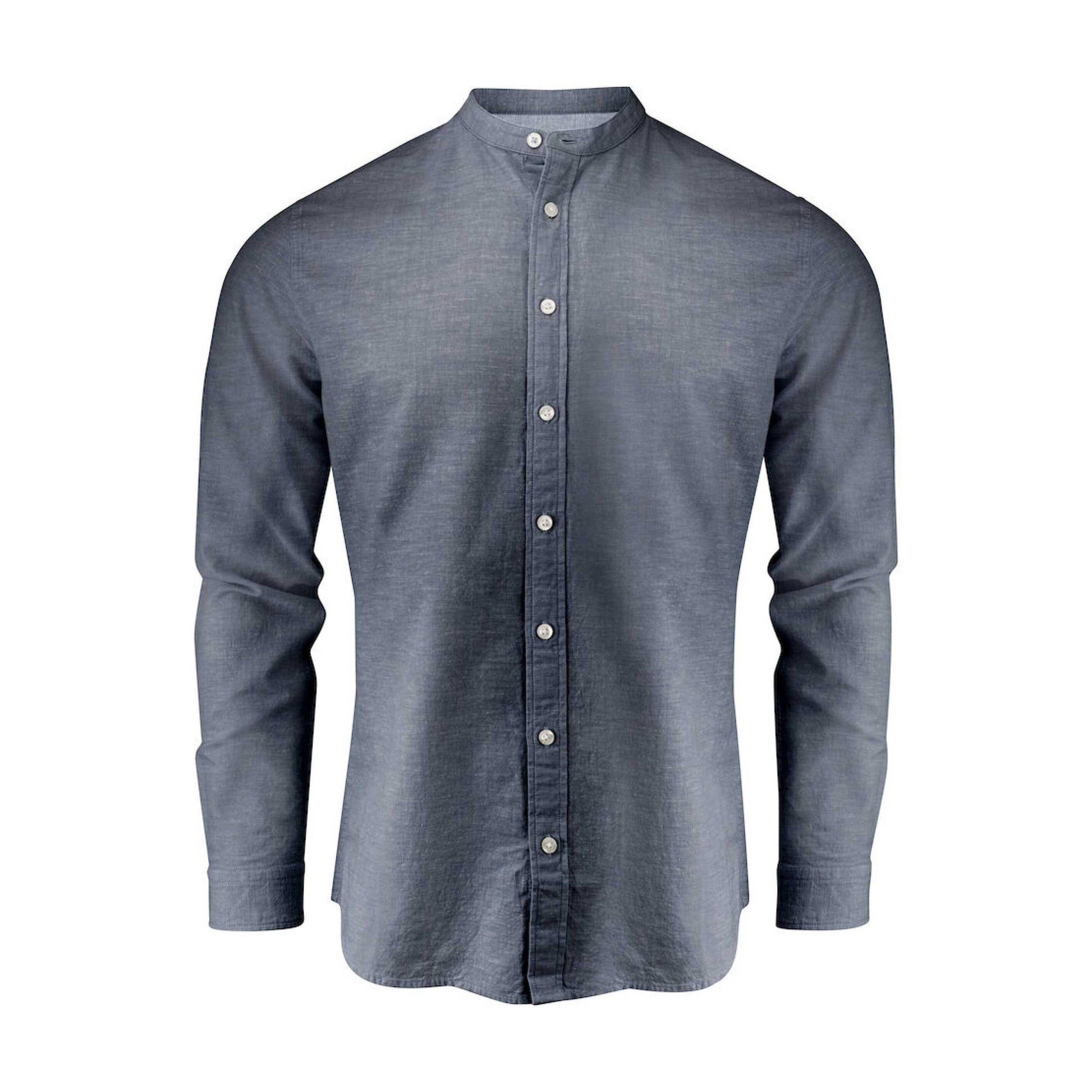 Navy - Front - James Harvest Mens Townsend Linen Blend Shirt