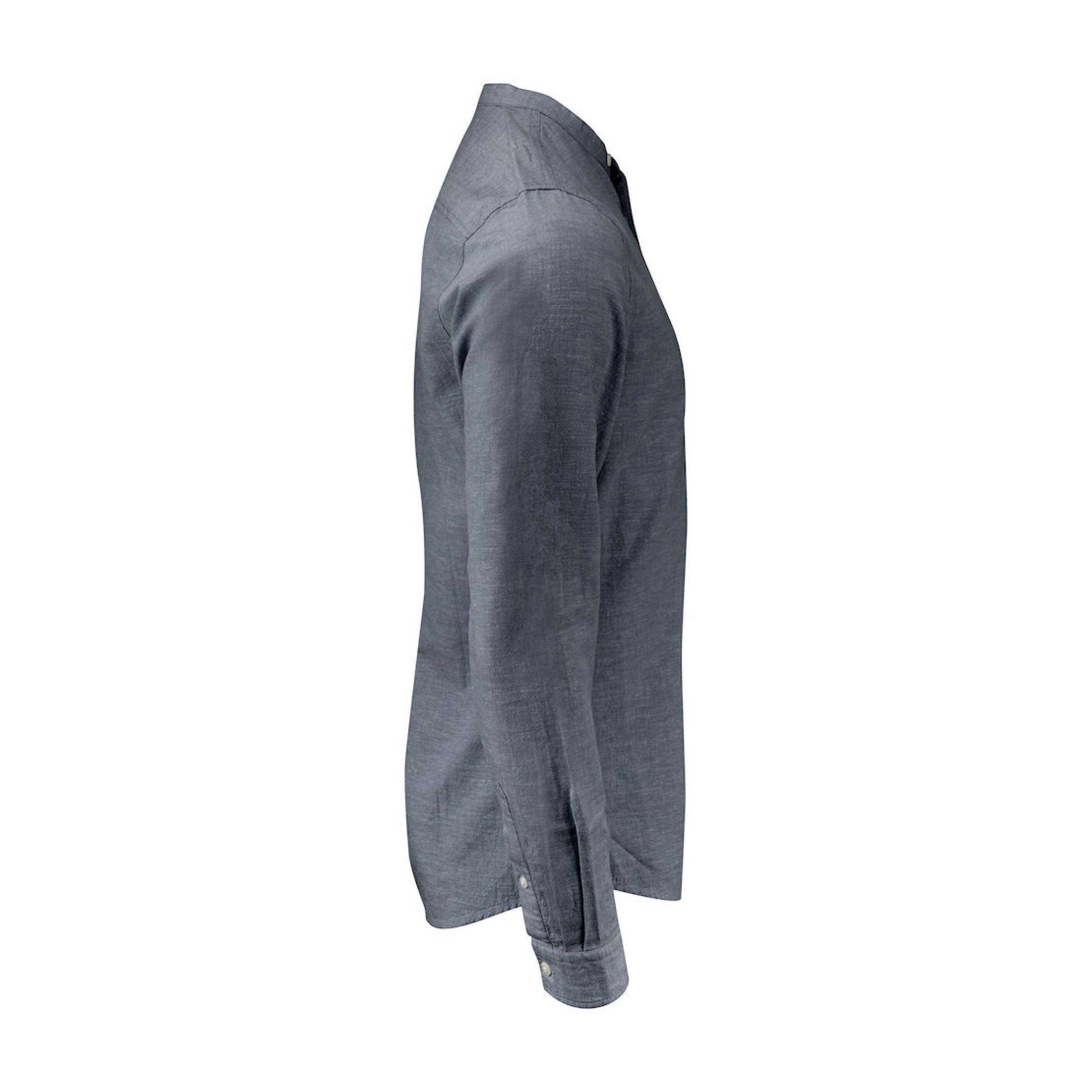 Navy - Lifestyle - James Harvest Mens Townsend Linen Blend Shirt