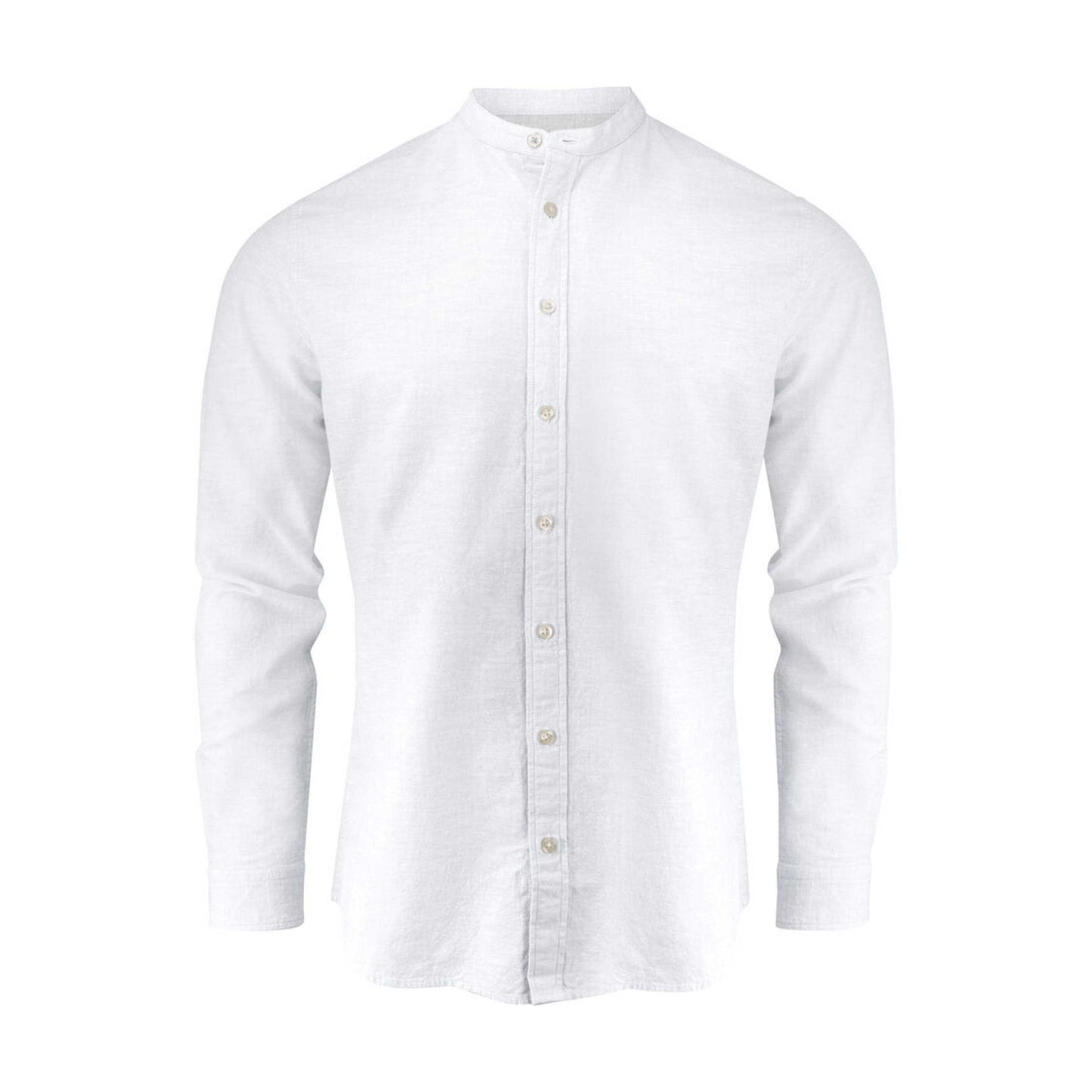 White - Front - James Harvest Mens Townsend Linen Blend Shirt