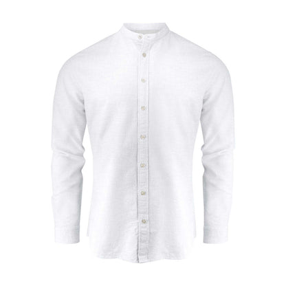 White - Front - James Harvest Mens Townsend Linen Blend Shirt